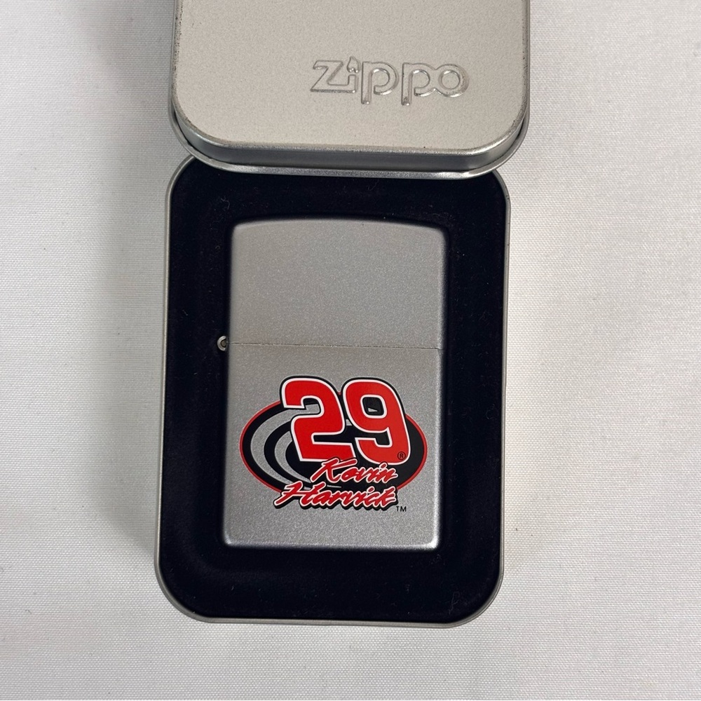 Zippo Vintage Kevin Harvick #29 Swoosh Lighter Chrome Brushed Lighter New - Picture 8 of 8